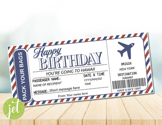 MODIFICABILE Modello di carta d'imbarco Viaggio a sorpresa Biglietto aereo  Regalo di compleanno, Compagnia aerea di destinazione del volo aereo,  Coupon falso, DOWNLOAD IMMEDIATO -  Italia
