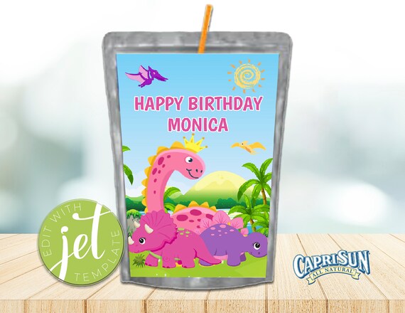 Editable Dinosaurs Juice Pouch Printable Dinosaurs Capri Sun | Etsy