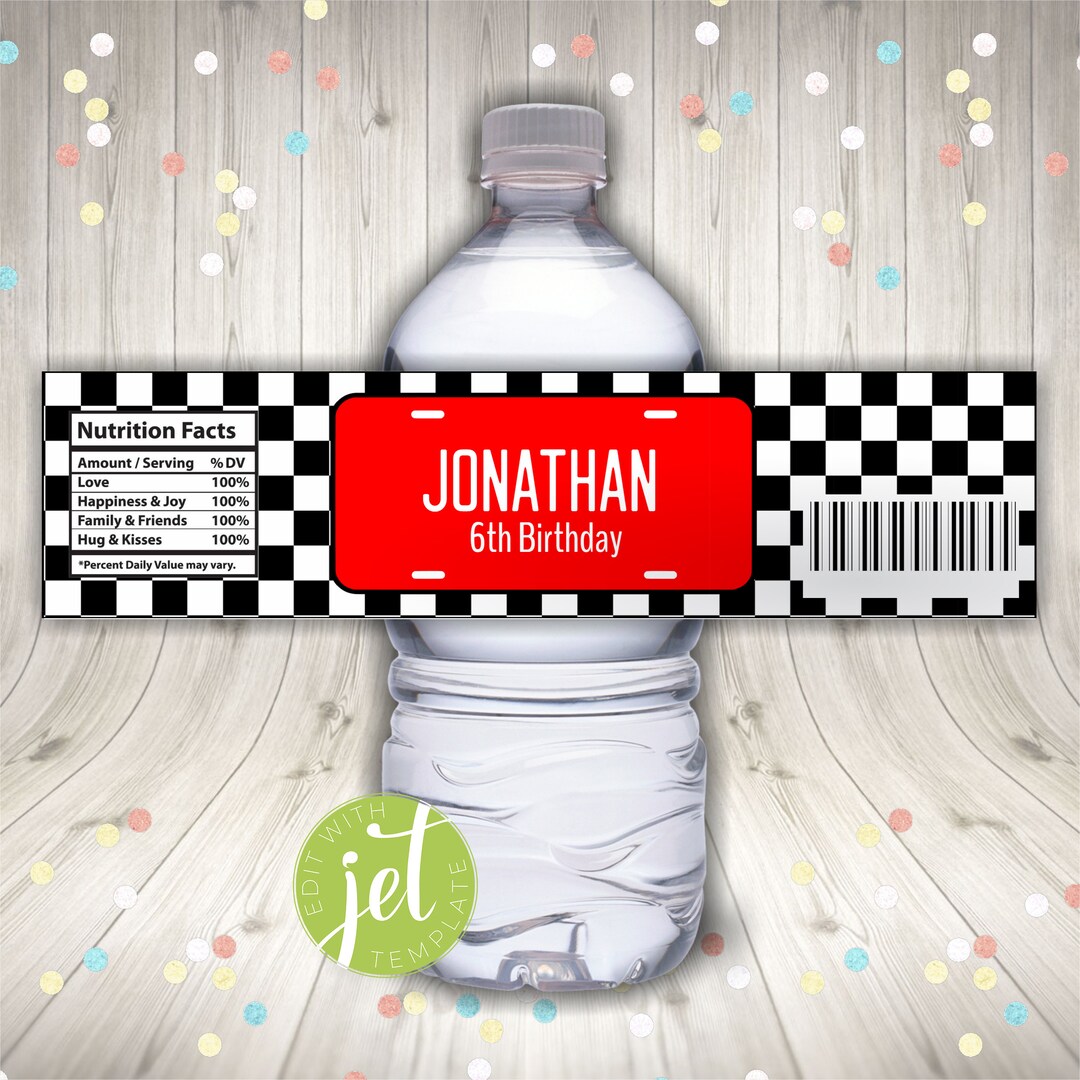 Editable Race Car Water Bottle Labels Template Printable - Etsy