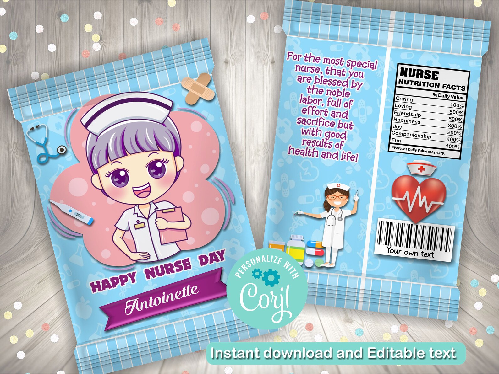 Editable Nurse chip bag Nurse day favor bag Party Favor Etsy