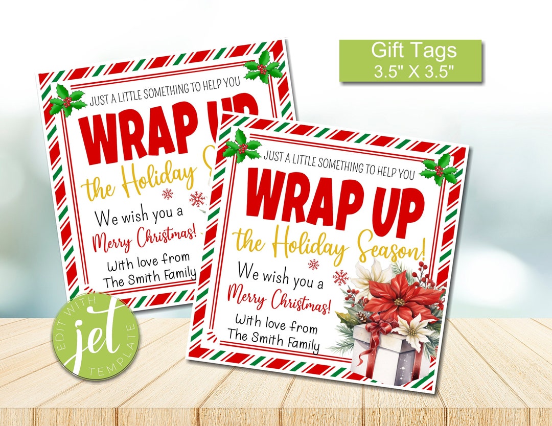 Editable Christmas Wrapping Paper Gift Tag, Just a Little Something to