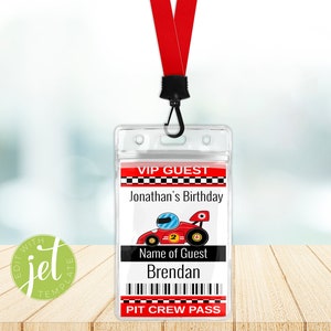 Editable Pit Crew Pass,racing Pit Crew Party, Printable Pit Crew Badge ...