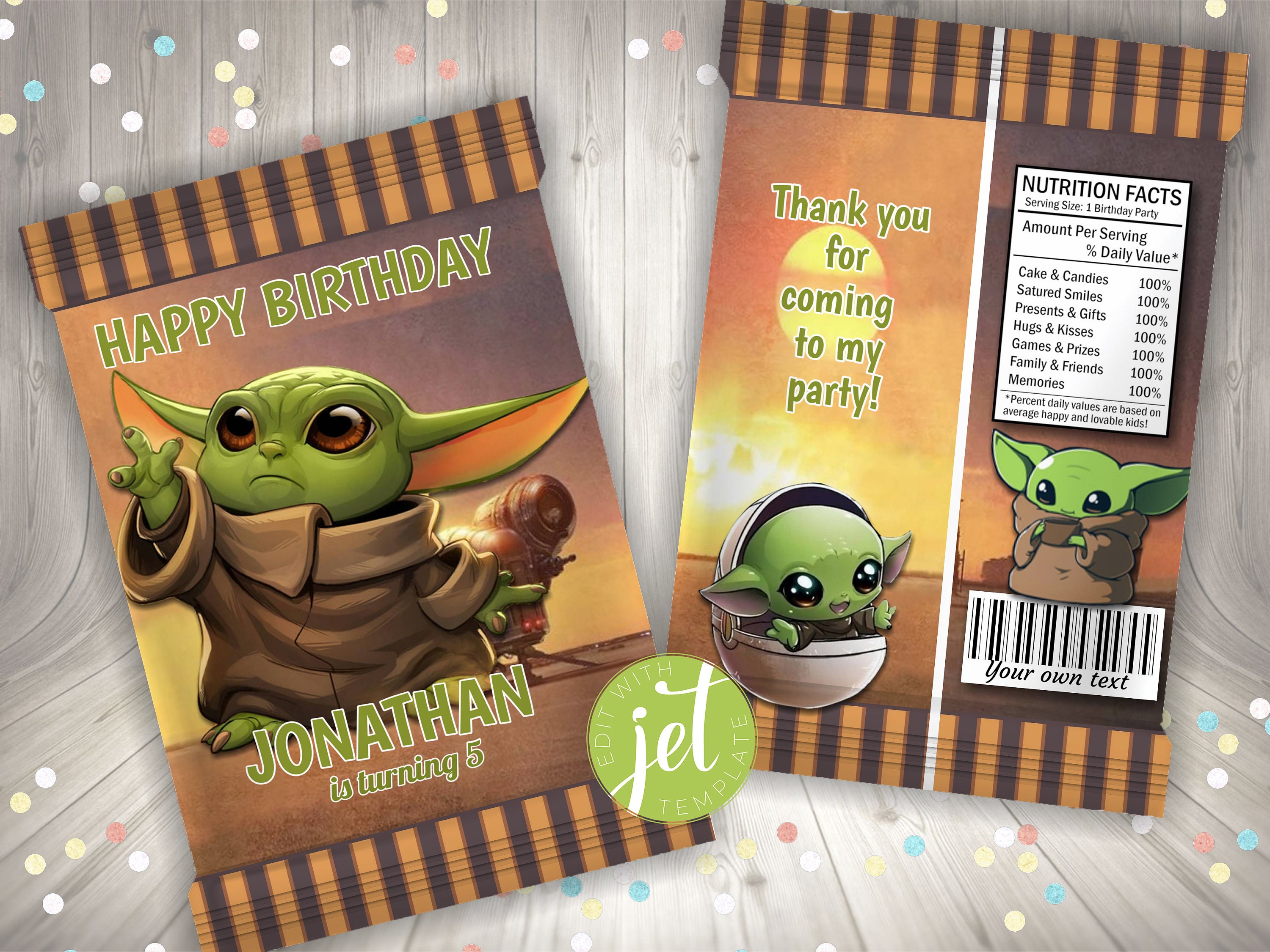 Editable Baby Yoda Chip Bag Baby Yoda Favor Bag Party Favor Etsy Ireland