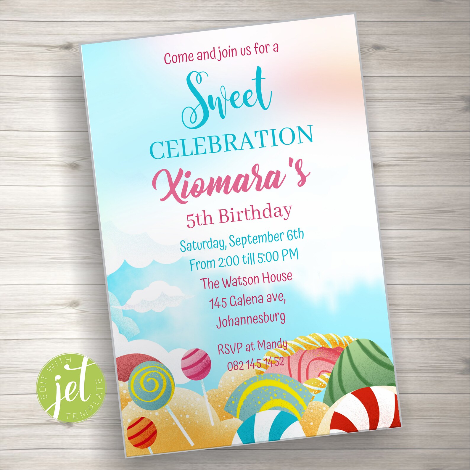Editable Candyland Invitation Printable Candy Invitation - Etsy