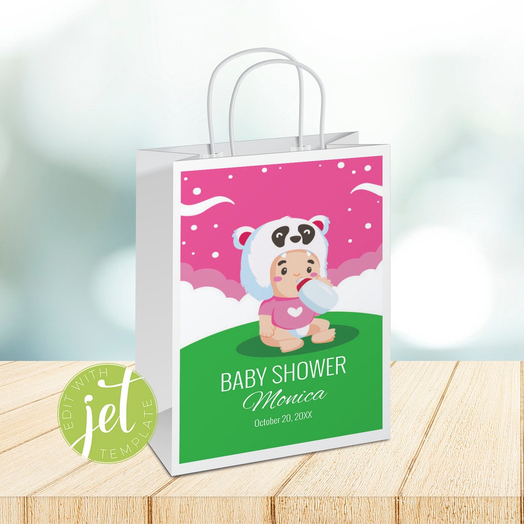 Editable Baby Panda Bear Gift Bag Label Baby Panda Gift Bag Etsy
