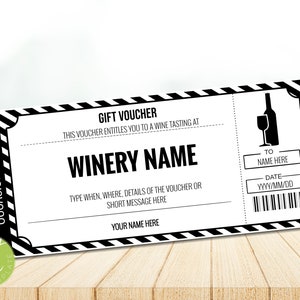 Editable Wine Tasting Ticket Template Gift Certificate Voucher Card ...