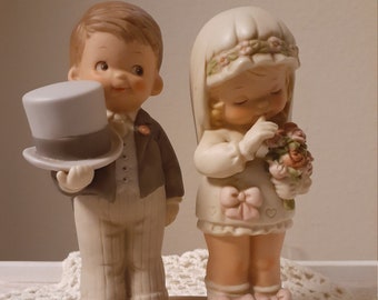 Enesco Figurine 1988 Here Comes The Bride /& Groom God Bless Em NO Box Lucie Attwell w FREE Shipping
