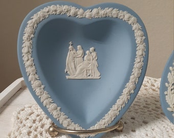 Wedgwood Blue Jasperware Figural Heart Dish