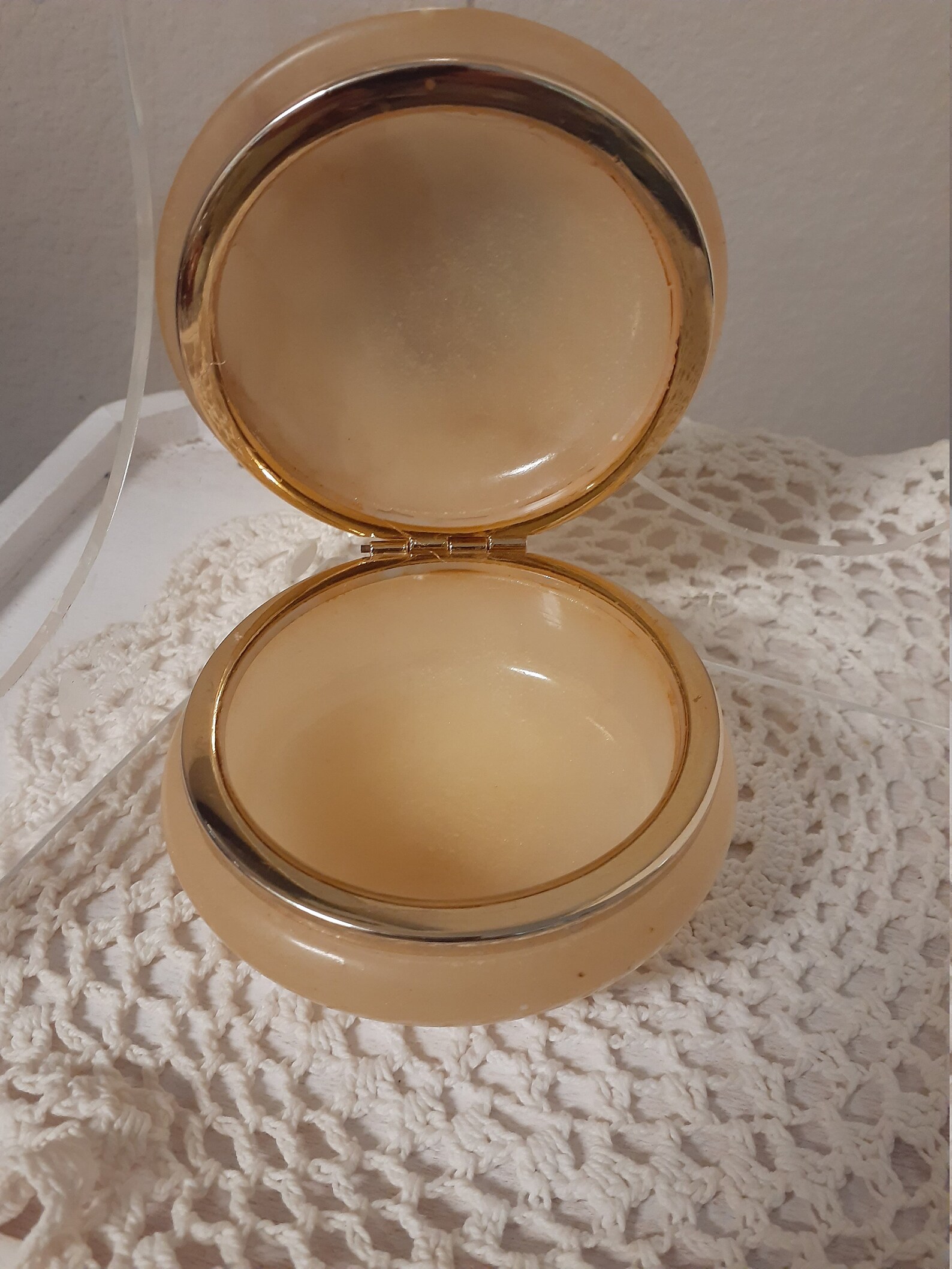 Vintage Alabaster Trinket Box Gold Alabaster Boudoir Décor Etsy