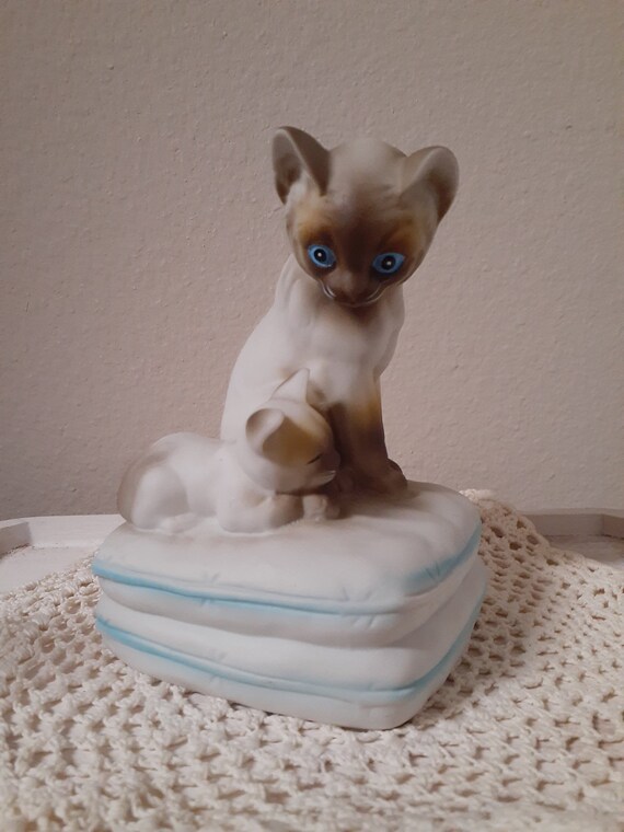 Vintage 1987 Mann Music Box With Siamese Cat and Kitten Etsy