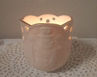 Lenox Merry Lights Votive Tea Light Candle Holder Snowman Christmas