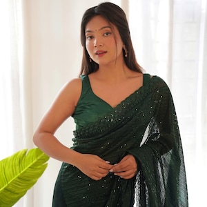Bollywood designer sequence embroidery saree with blouse