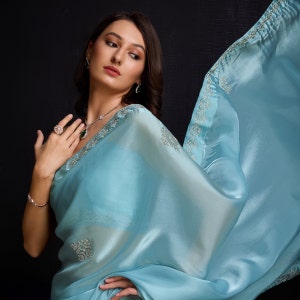Designer Embellished Saree with Fancy Blouse