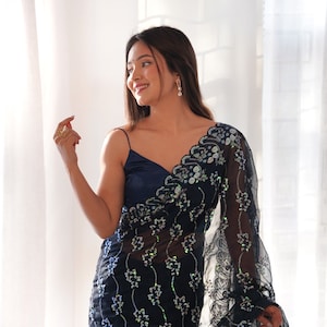 Designer Sequence Embroidery saree with Blouse