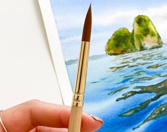 Watercolor brush Round size 8 - high quality synthetic fibre with a finest point by Maria Raczynska