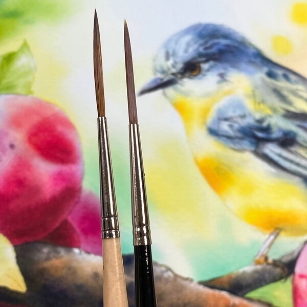 "Profi Aquarell Pinsel 2er-Set, ""Songbird"" - Ohne Tierversuche & Vegan - Handgefertigt in Deutschland."