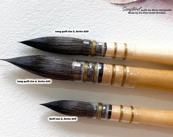 Professional watercolor quill brush "Songbird" - Cruelty free & Vegan - Handmade in Germany