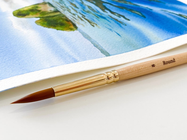 Watercolor brush Round size 8 high quality synthetic fibre with a finest point by Maria Raczynska image 6