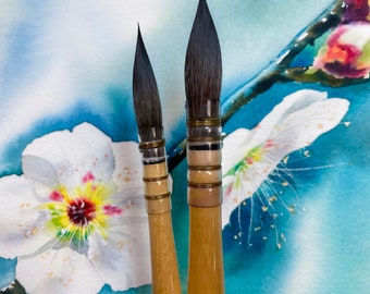 Set of 2 Long Quill "Songbird" brushes (sizes 2,4) - Cruelty-free & Vegan - Handmade in Germany