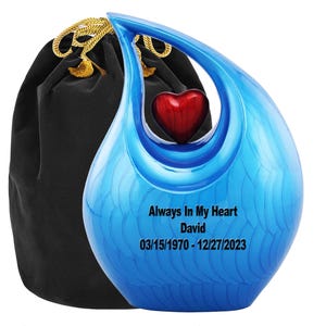 Customize Heart of Love Cremation Urn for Human Ashes Beautiful Memorial Urn for Adult Decorative Urn for Loved Ones Funeral Urn for Burial.