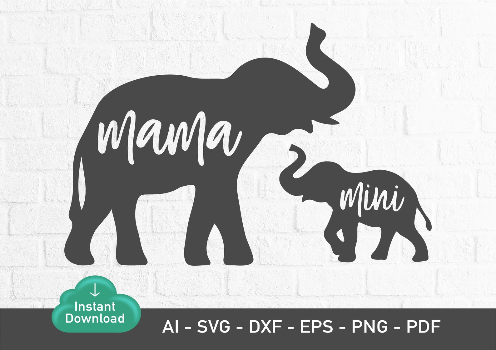 Mama Elephant Svg Mini Elephant Svg mommy Svg Elephant SVG - Etsy