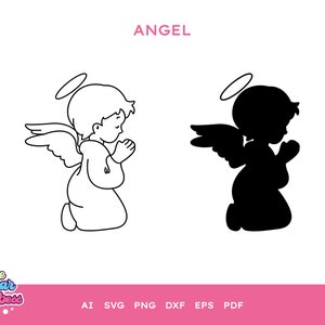 Christmas Angel SVG, Cute angel, Silhouette Cameo and Cricut Files, PNG, Angel clipart for T-shirts, Angel for vinyl, Silhouette Angel SVG