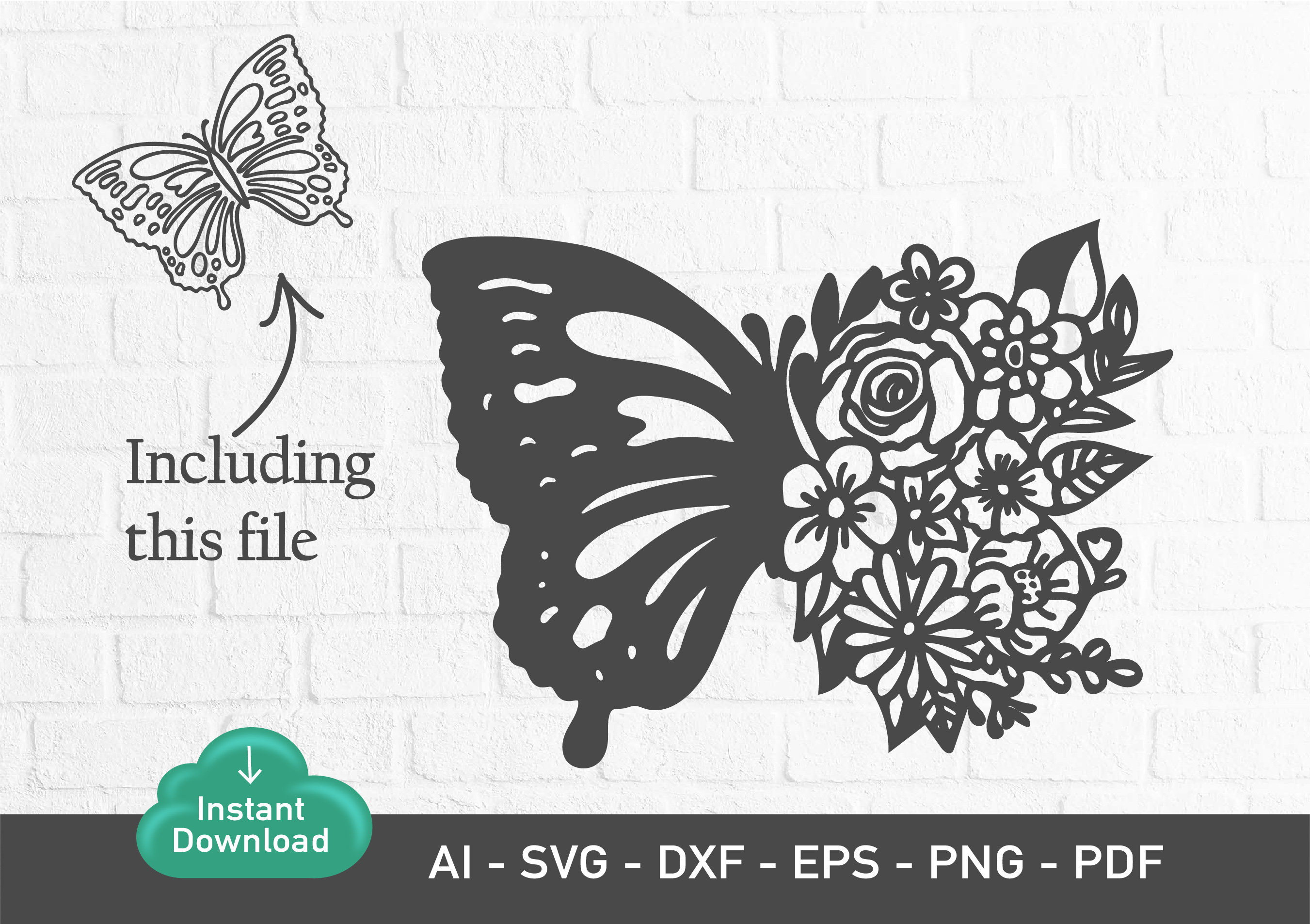 Butterfly SVG File Floral Butterfly svg Butterfly Flowers | Etsy