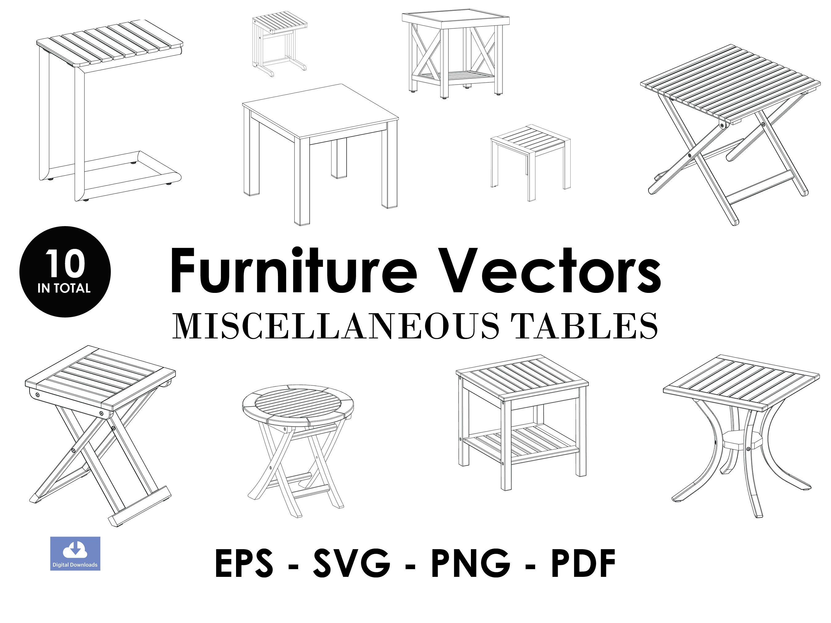 Furniture Tables SVG Package Tables SVG Bundle Tables - Etsy España