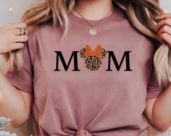 Minnie Mouse Leopard Mom T-Shirt – Cute Disney Mama Tee, Leopard Print Minnie Shirt, Magical Mom Life Outfit, Disney Trip Shirt