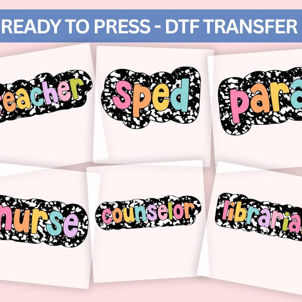 Teacher Back to School DTF Transfer: Composition Notebook Design