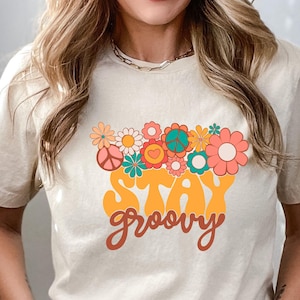 Retro Stay Groovy Shirt, Preppy Shirt, Hippie Summer Shirt, Hippie 70s Summer Shirt, Peace Sign Shirt, Summer Shirt, Groovy Shirt