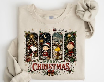 Vintage Christmas Cartoon Sweatshirt, Retro Holiday Crewneck, Merry Christmas Winter Sweatshirt, Cozy Xmas Gift