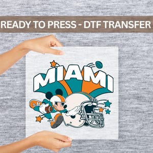 Miami Football Game Day Dtf Transfer, Disney Football Shirt Design, Ready to Press Heat Transfer, Miami Fan Shirt Decal, DIY Miami  Shirt