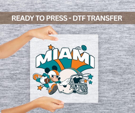 Miami Football Game Day Dtf Transfer, Disney Football Shirt Design, Ready to Press Heat Transfer, Miami Fan Shirt Decal, DIY Miami  Shirt