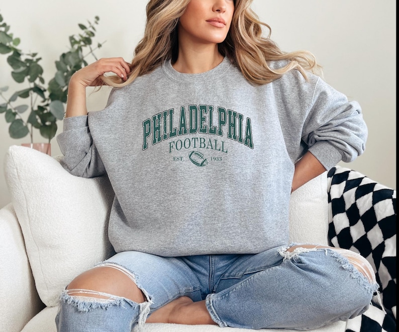 Philadelphia Football Sweatshirt: Retro Style Cotton Blend image 4