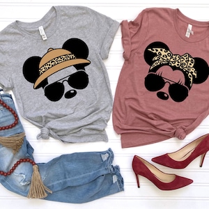 Disney Leopard Bandana Shirt, Disney Mickey Safari Shirt, Minnie Glasses Shirt, Disney Leopard Minnie Shirt, Mickey Minnie Animal Kingdom Te