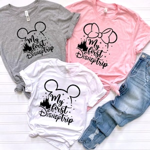 My First Disney Trip Custom T-Shirt, Adults Kids Disneyland Trip Shirt, First Disneyworld Trip Tee, Minnie Mickey Disney Trip Tshirt
