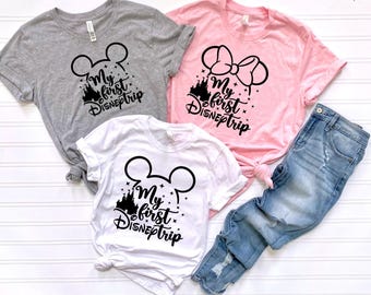 My First Disney Trip Custom T-Shirt, Adults Kids Disneyland Trip Shirt, First Disneyworld Trip Tee, Minnie Mickey Disney Trip Tshirt