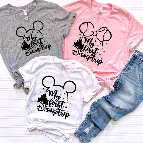 My First Disney Trip Custom T-Shirt, Adults Kids Disneyland Trip Shirt, First Disneyworld Trip Tee, Minnie Mickey Disney Trip Tshirt