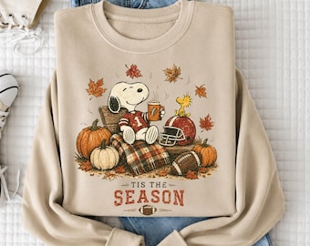 Tis the Season Football Fall Shirt, Cozy Autumn Game Day Graphic Tee, Vintage Pumpkin Football Sweatshirt, Fall Sports Gift