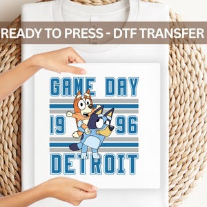 Detroit Football Game Day Dtf Transfer, Blue Dog Football Shirt Design, Ready to Press Heat Transfer, Detroit Fan Shirt Decal, DIY Shirt