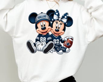 Disney Mickey and Minnie Dallas Football Sweatshirt And Tshirt, Disney Dallas Football Fan Gift, Unisex and Kids Dallas Game Day Shirt