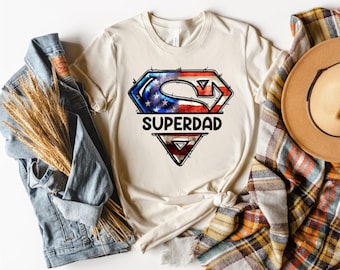 Super Dad T-Shirt: American Flag Superhero Father Gift