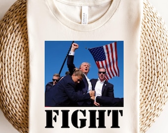 TRUMP SHOT FIGHT! Assassination Attempt Fist Pump American Patriotic Tee T-Shirt 2024