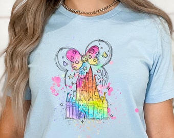 Disney water color Castle Minnie T-Shirt, Disney Castle, Disney Vacation Shirt, Disney Trip Shirt, Disney Family Vacation Shirt