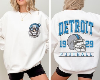 Vintage Detroit Football Sweatshirt: Mascot Game Day Tee