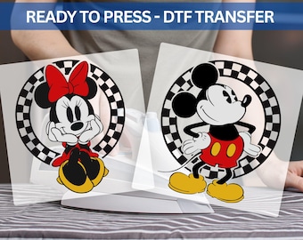Retro Mickey & Minnie Dtf Transfers, Matching Disney Trip Ready To Print Sheet, Disney Heat Press, Disneyworld Iron On Transfer for Apparel