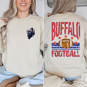 Retro Buffalo Football Sweatshirt: Mascot Game Day Crewneck image 2