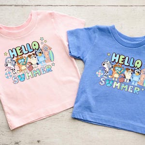 Personalized Blue Hello Summer Shirt | Custom Blue Tee for Kids | Family Vacation Shirt | Summer Outfit