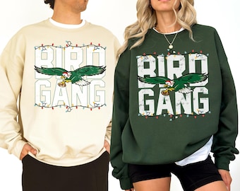 Philadelphia Bird Gang Christmas Shirt or Sweatshirt | Holiday Football Lights Tee | Retro Green Game Day Sweatshirt | Philly Fan Gift Top